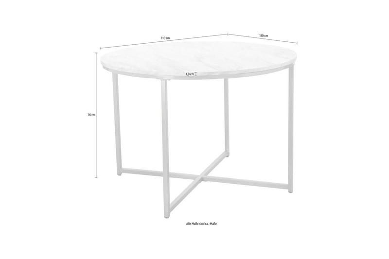 Maro Rundt Spisebord 110 cm i Tre med Metallunderstell - Hvit|Gul - Møbler - Bord - Spisebord & kjøkkenbord