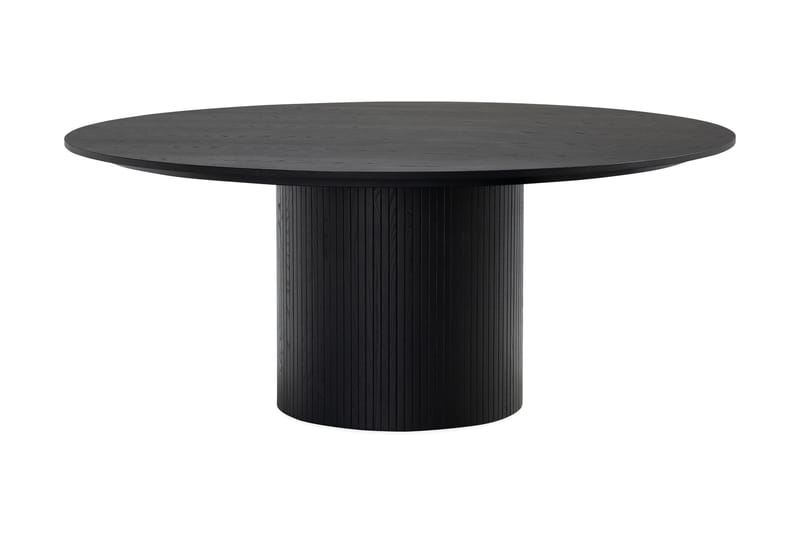 Matgrupp Bark Kopparbo Runt Stort Matbord 180 cm Svart med 4 Sawako Greige Stolar Svart|Greige - Møbler - Bord - Spisegrupper