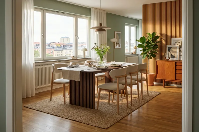 Matgrupp Bark Richeto med Molly stolar Ek/beige - Møbler - Bord - Spisegrupper