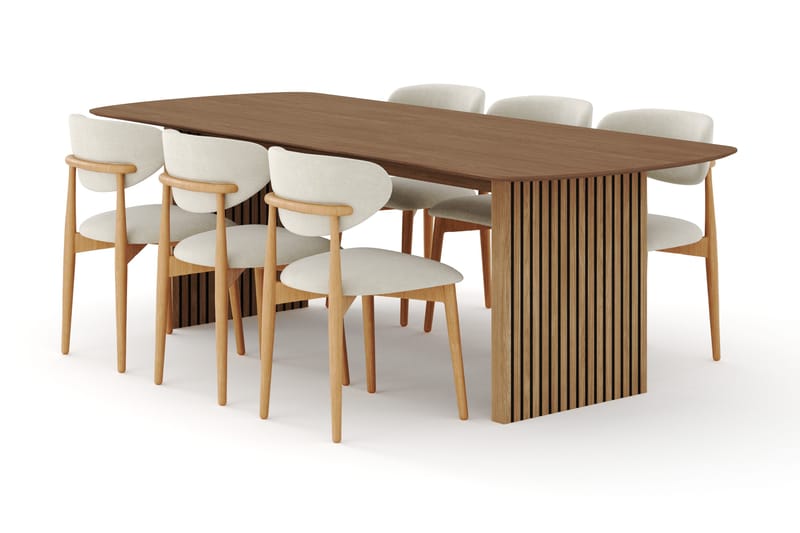 Matgrupp Bark Richeto med Molly stolar Ek/beige - Møbler - Bord - Spisegrupper