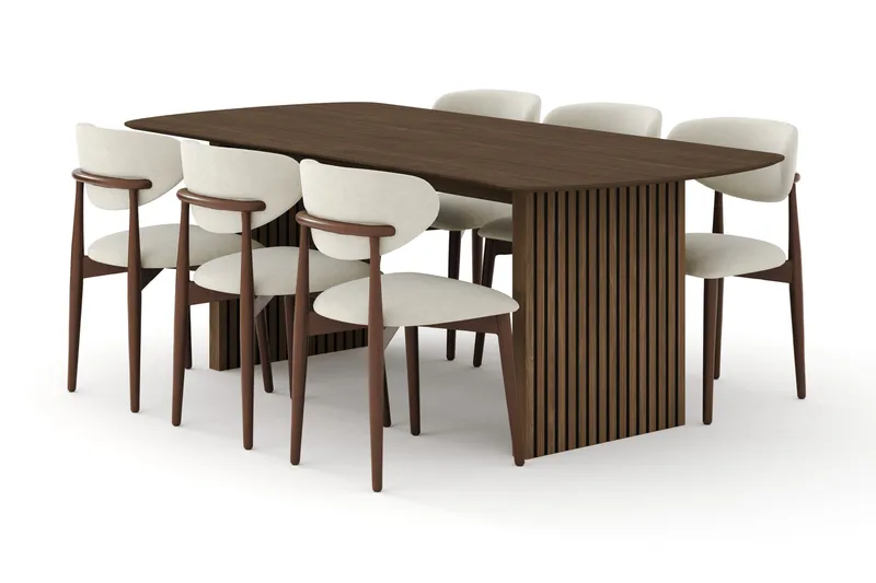 Matgrupp Bark Richeto med Molly stolar Rökt Ek - Møbler - Bord - Spisegrupper