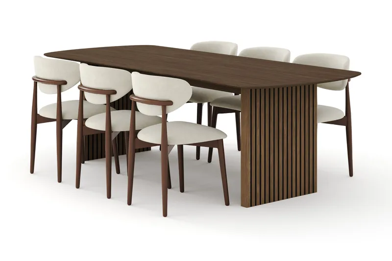 Matgrupp Bark Richeto med Molly stolar Rökt ek/beige - Møbler - Bord - Spisegrupper