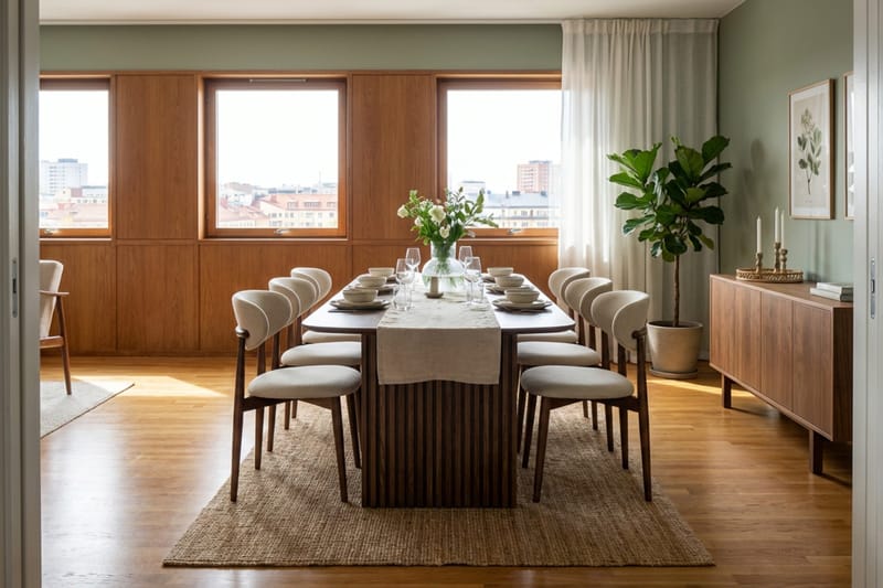 Matgrupp Bark Richeto med Molly stolar Rökt ek/beige - Møbler - Bord - Spisegrupper