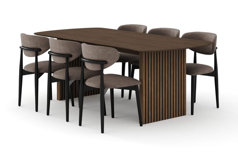 Matgrupp Bark Richeto med Molly stolar Svart - Møbler - Bord - Spisegrupper