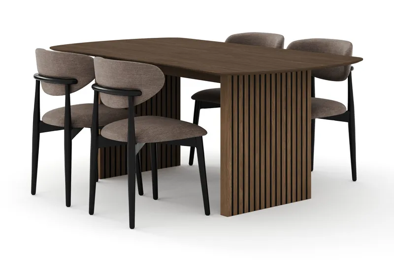 Matgrupp Bark Richeto med Molly stolar Svart - Møbler - Bord - Spisegrupper