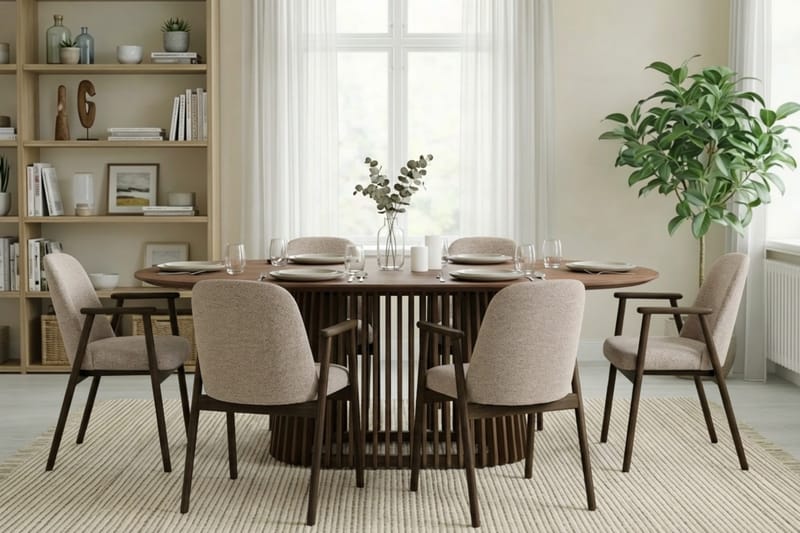 Matgrupp Bark Valnöt|Greige - Møbler - Bord - Spisegrupper