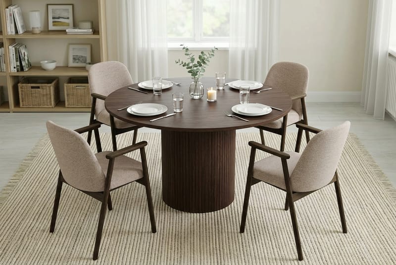 Matgrupp Bark Valnöt|Greige - Møbler - Bord - Spisegrupper