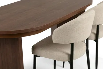 Matgrupp Nordure Beige/Svart - Valnøtt - Møbler - Bord - Spisegrupper