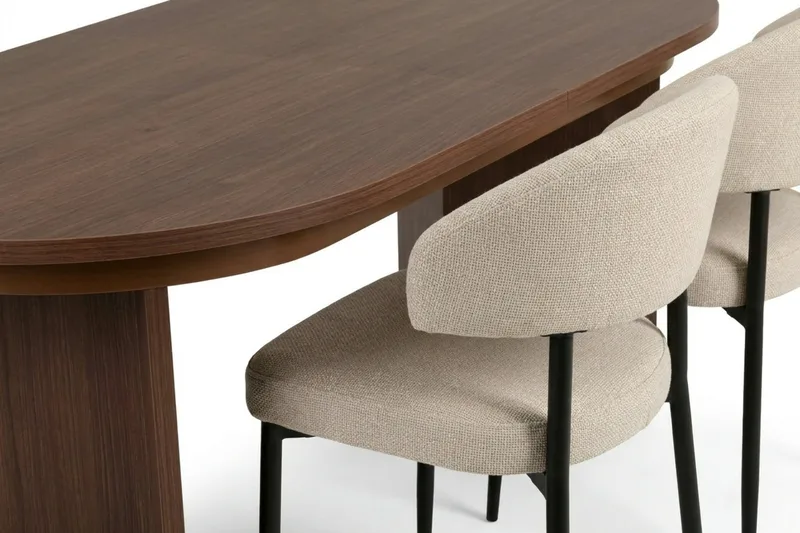 Matgrupp Nordure Beige/Svart - Valnøtt - Møbler - Bord - Spisegrupper