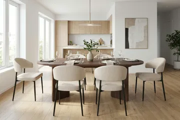 Matgrupp Nordure Beige/Svart - Valnøtt - Møbler - Bord - Spisegrupper