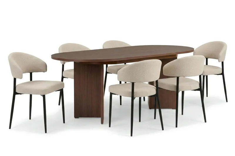 Matgrupp Nordure Beige/Svart, Valnøtt
