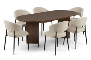 Matgrupp Nordure Beige/Svart - Valnøtt - Møbler - Bord - Spisegrupper