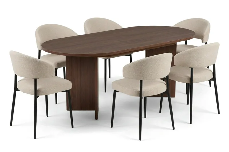 Matgrupp Nordure Beige/Svart - Valnøtt - Møbler - Bord - Spisegrupper
