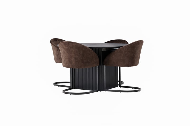 Matilda Matgruppe 130 cm Rund med 4 Evening Stoler - Sort - Møbler - Bord - Spisegrupper