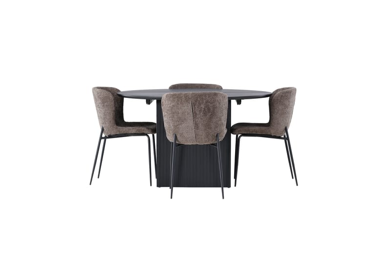 Matilda Matgruppe 130 cm Rund med 4 Modesto Stoler - Sort - Møbler - Bord - Spisegrupper