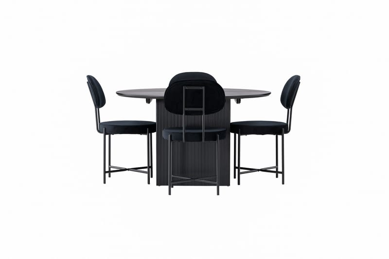 Matilda Matgruppe 130 cm Rund med 4 Stella Stoler - Sort - Møbler - Bord - Spisegrupper