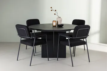 Matilda Spisegruppe 130 cm Rund med 4 Yesterday-stoler - Svart - Møbler - Bord - Spisegrupper