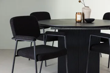 Matilda Spisegruppe 130 cm Rund med 4 Yesterday-stoler - Svart - Møbler - Bord - Spisegrupper