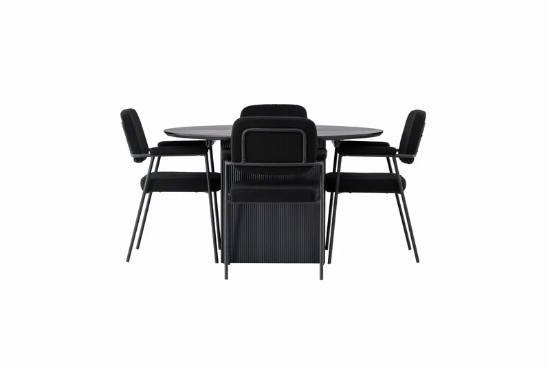 Matilda Spisegruppe 130 cm Rund med 4 Yesterday-stoler - Svart - Møbler - Bord - Spisegrupper