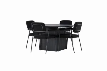 Matilda Spisegruppe 130 cm Rund med 4 Yesterday-stoler - Svart - Møbler - Bord - Spisegrupper