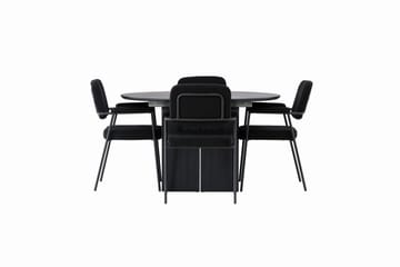 Matilda Spisegruppe 130 cm Rund med 4 Yesterday-stoler - Svart - Møbler - Bord - Spisegrupper