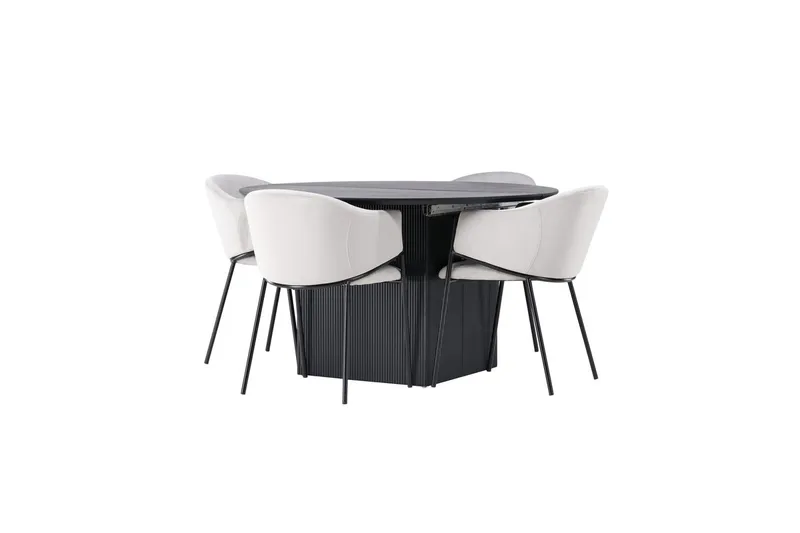 Matilda uttrekkbart spisebord 130/180 cm med 4 Evelina armstoler - Møbler - Bord - Spisegrupper