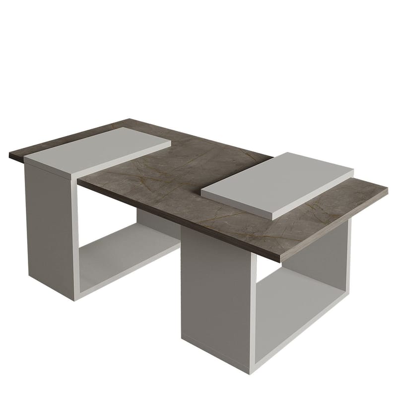 Matris Sofabord 90x37x46,6 cm - Gordion marmor og grå - Møbler - Bord - Sofabord