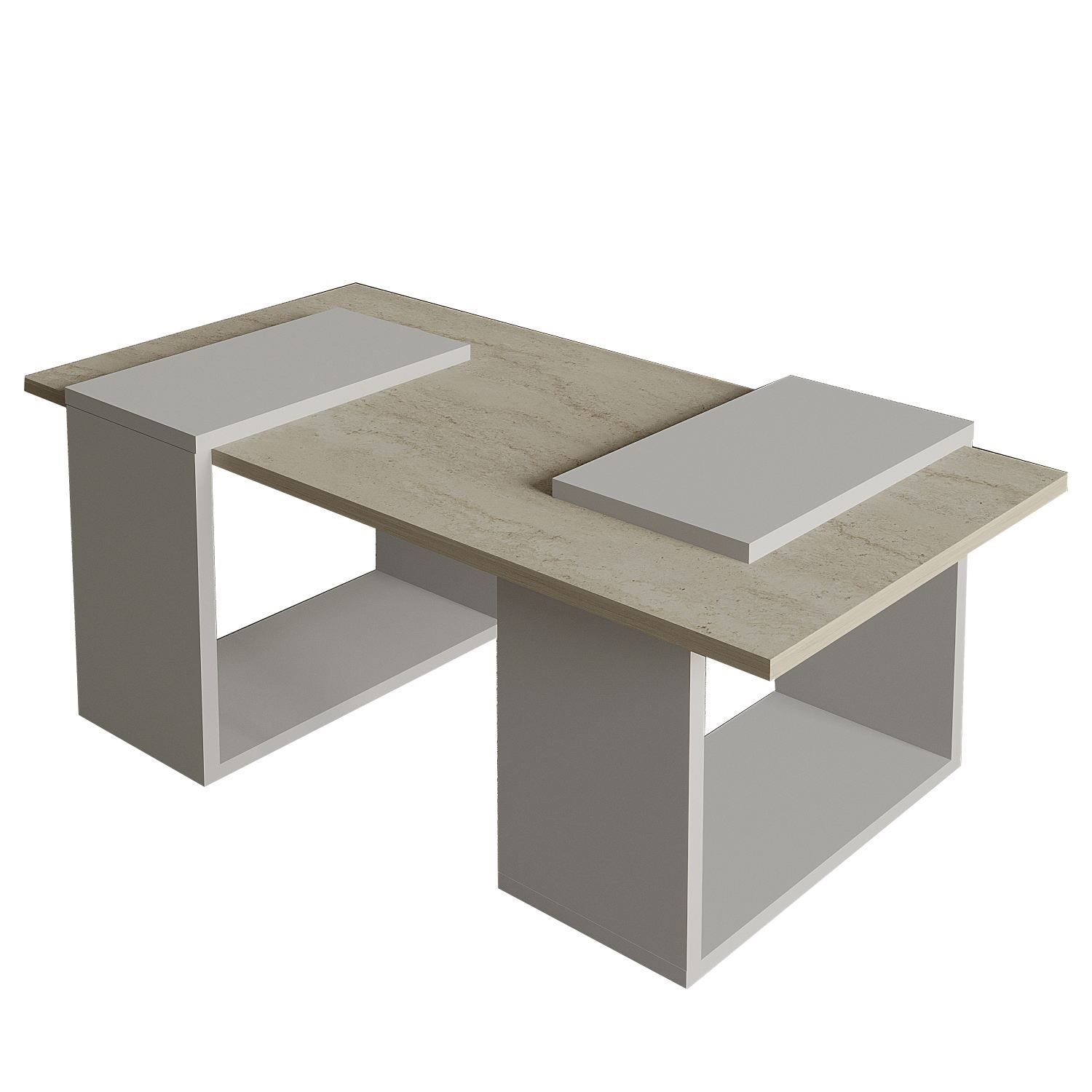 Matris Sofabord 90x37x46,6 cm - Grå og travertin