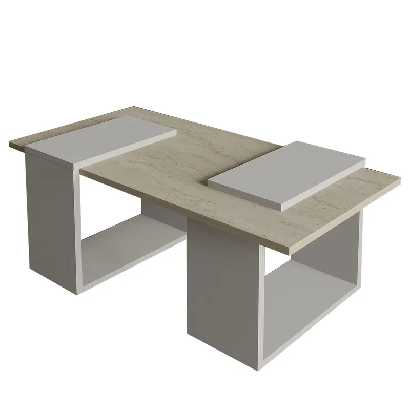 Matris Sofabord 90x37x46,6 cm, Grå og travertin