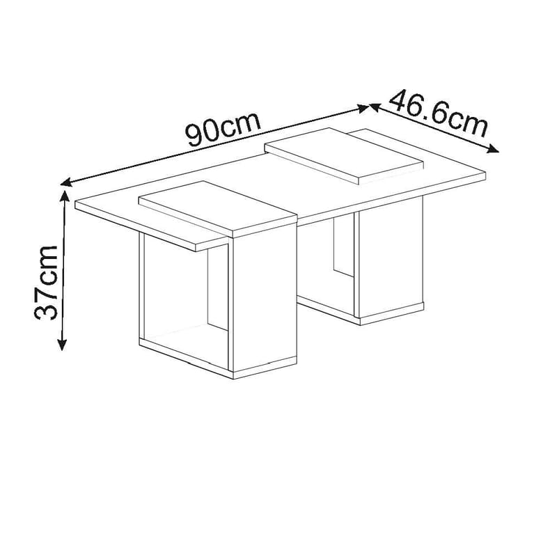 Matris Sofabord 90x37x46,6 cm - Hvit og safireik - Møbler - Bord - Sofabord