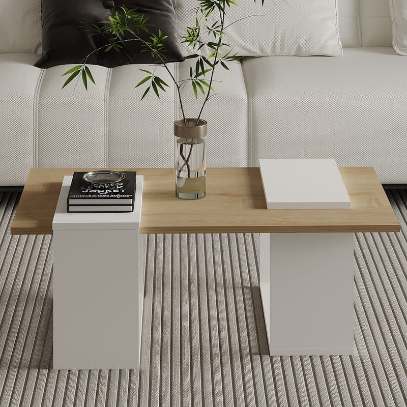 Matris Sofabord 90x37x46,6 cm - Hvit og safireik - Møbler - Bord - Sofabord