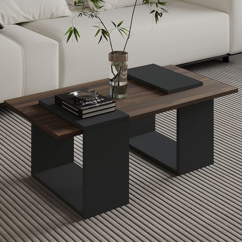 Matris Sofabord 90x37x46,6 cm - Valnøtt og antrasitt - Møbler - Bord - Sofabord