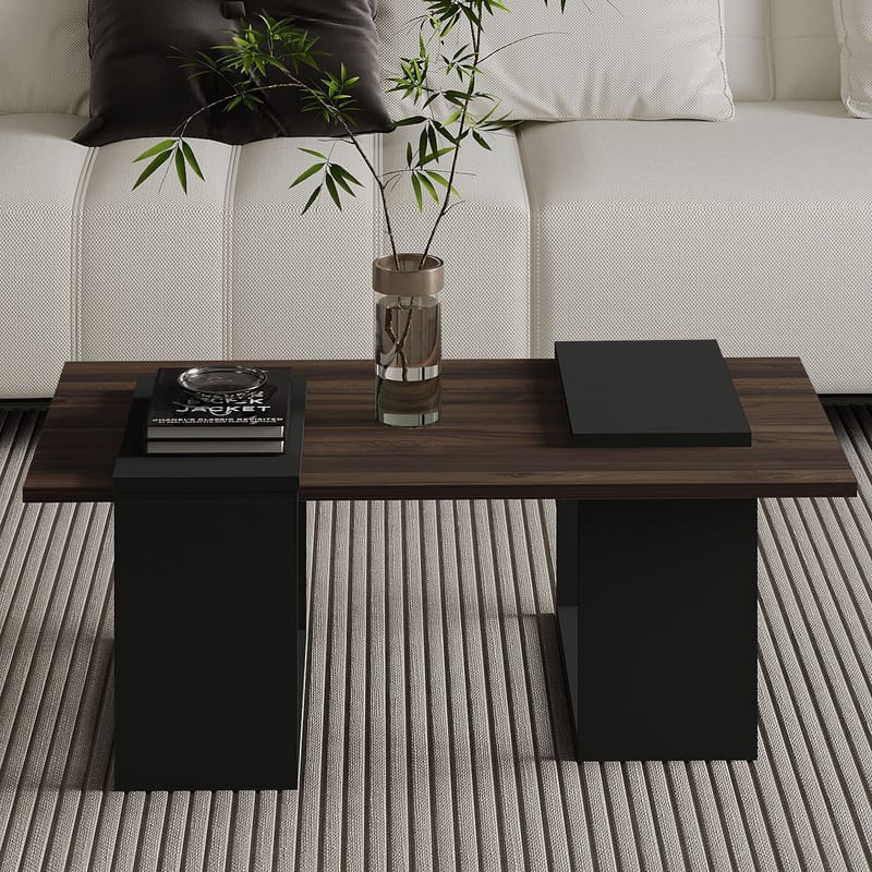 Matris Sofabord 90x37x46,6 cm - Valnøtt og antrasitt - Møbler - Bord - Sofabord