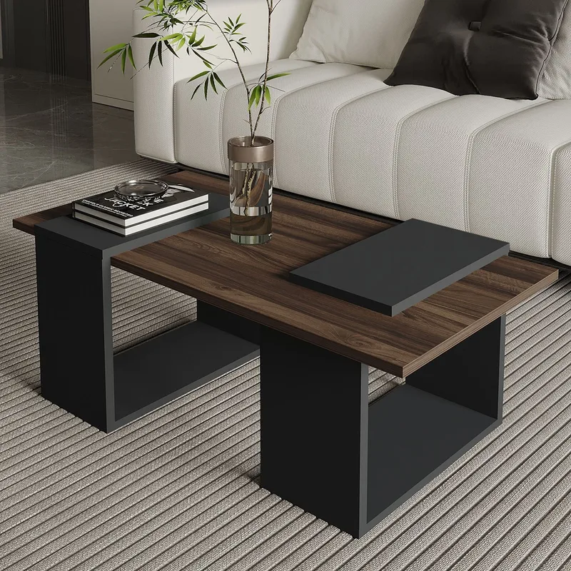 Matris Sofabord 90x37x46,6 cm - Valnøtt og antrasitt - Møbler - Bord - Sofabord