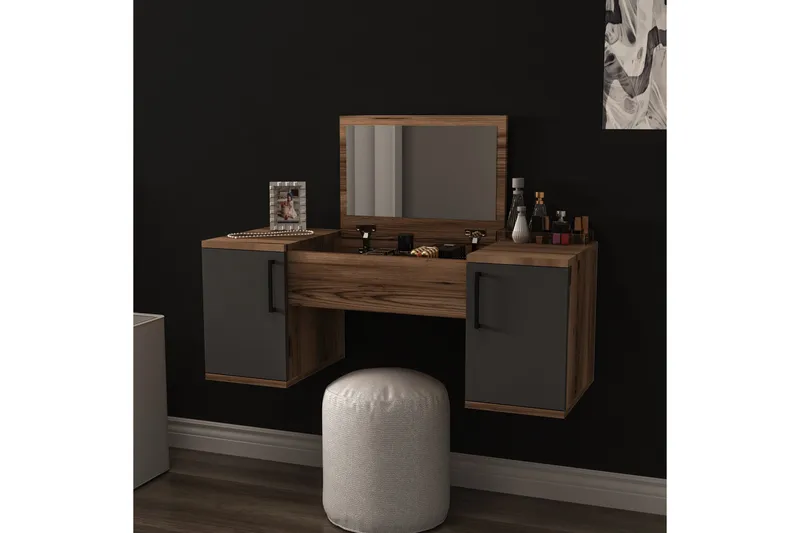 Mercan Sminkebord 100 cm - Lys brun/Antrasitt - Møbler - Bord - Sminkebord & toalettbord - Sminkebord med speil