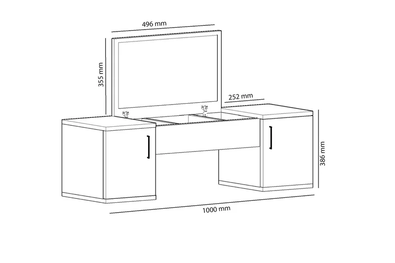 Mercan Sminkebord 100 cm - Lys brun/Antrasitt - Møbler - Bord - Sminkebord & toalettbord - Sminkebord med speil