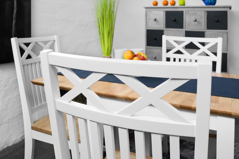 Mien Forlengningsbart Spisebord 62 cm - Hvit/Tre - Spisebord & kjøkkenbord
