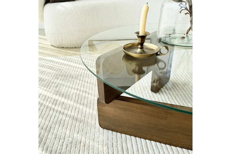 Mijara Sofabord 75 cm - Valnøtt/Transparent - Møbler - Bord - Sofabord