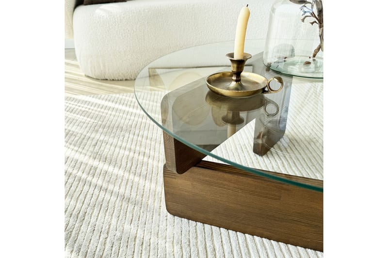 Mijara Sofabord 75 cm - Valnøtt/Transparent - Møbler - Bord - Sofabord