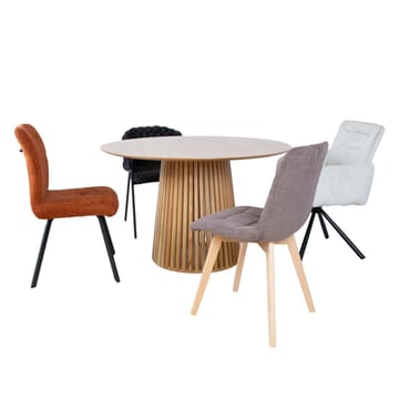 Milani Rundt Spisebord 120 cm i Tre med Eikeutseende - Brun - Møbler - Bord - Spisebord & kjøkkenbord