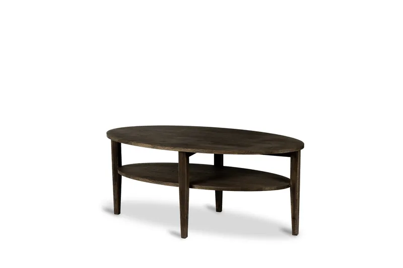 Milford Ovalt Sofabord 120x60 cm i heltre, Mørk brun