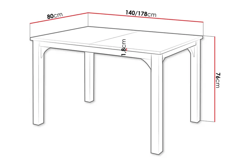 Millport Spisebord 178 cm - Svart Og Hvitt - Møbler - Bord - Spisebord & kjøkkenbord