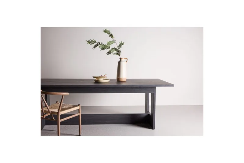 Milly Stort Rektangulært Spisebord 235 cm med Tre- og Valnøttutseende - Svart - Møbler - Bord - Spisebord & kjøkkenbord