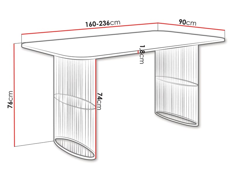 Mirion Spisebord uttrekkbart 160-236 cm - beige - Møbler - Bord - Spisebord & kjøkkenbord