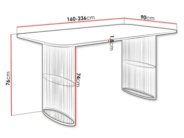 Mirion Spisebord uttrekkbart 160-236 cm - svart, grå - Møbler - Bord - Spisebord & kjøkkenbord