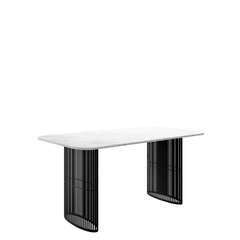 Mirion Spisebord uttrekkbart 160-236 cm - svart / hvit marmor - Møbler - Bord - Spisebord & kjøkkenbord