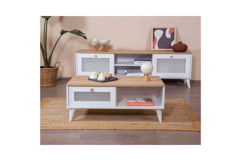 Mjudi Sofabord 55 cm - Brun/Hvit - Møbler - Bord - Sofabord