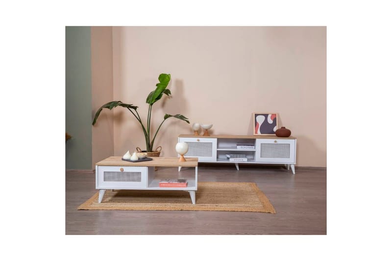 Mjudi Sofabord 55 cm - Brun/Hvit - Møbler - Bord - Sofabord
