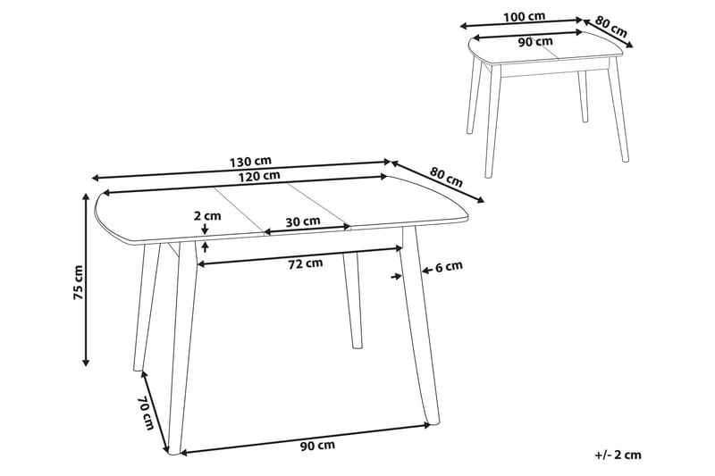 Morinville Spisebord Uttrekkbart 100-130x80 cm - Lysebrun - Møbler - Bord - Spisebord & kjøkkenbord