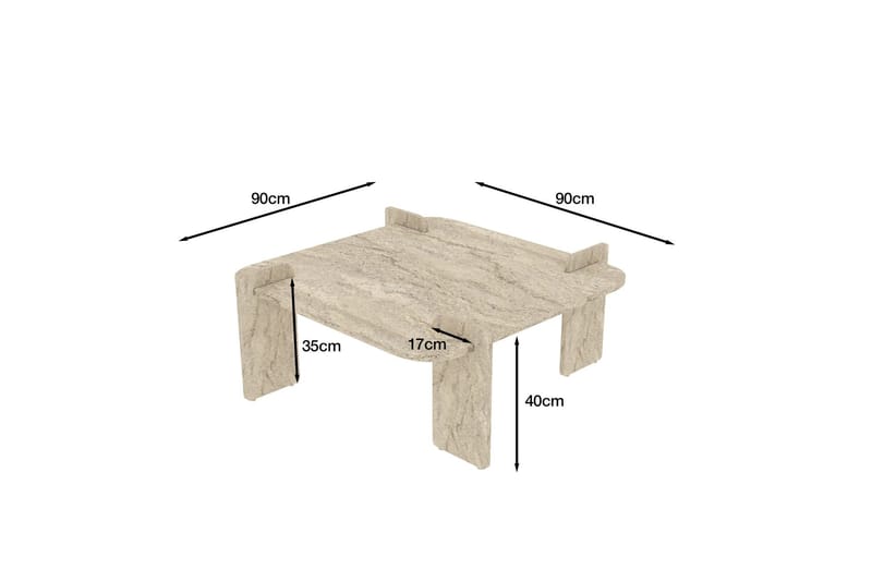 Morricus sofabord 90 cm kvadratisk - Travertin - Møbler - Bord - Sofabord